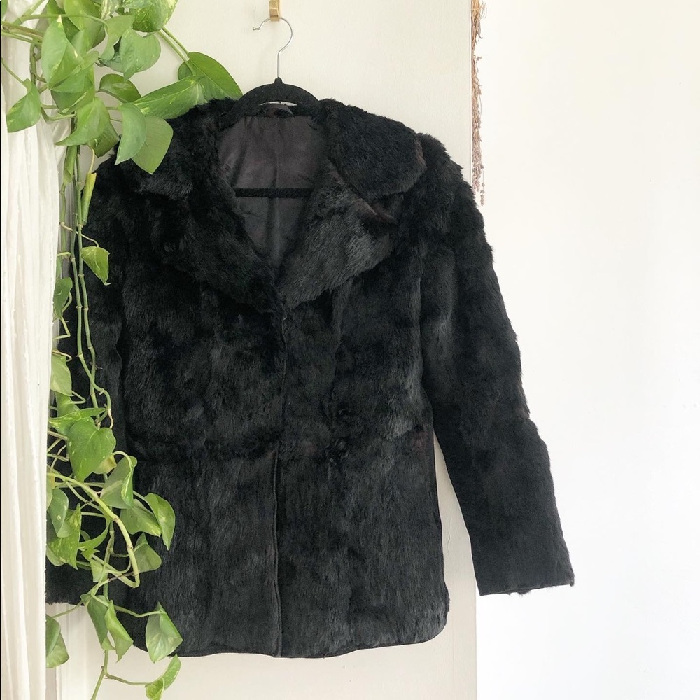 Black rabbit coat